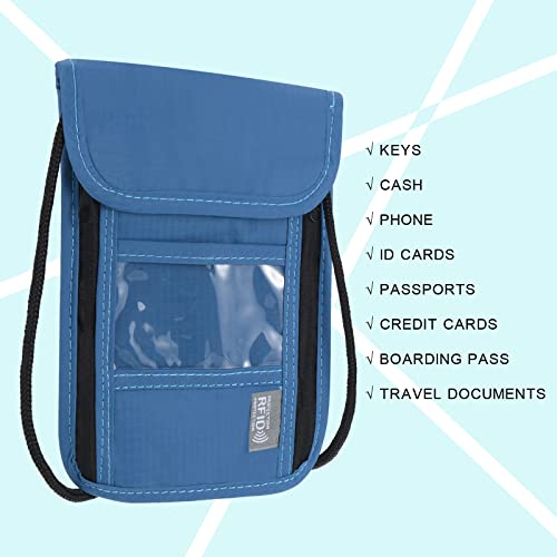Image of PATIKIL Neck Wallet, 2 Pack Passport Holder RFID Waterproof Travel Wallet Neck Pouch with Adjustable Strap for Women & Men, Dark Blue