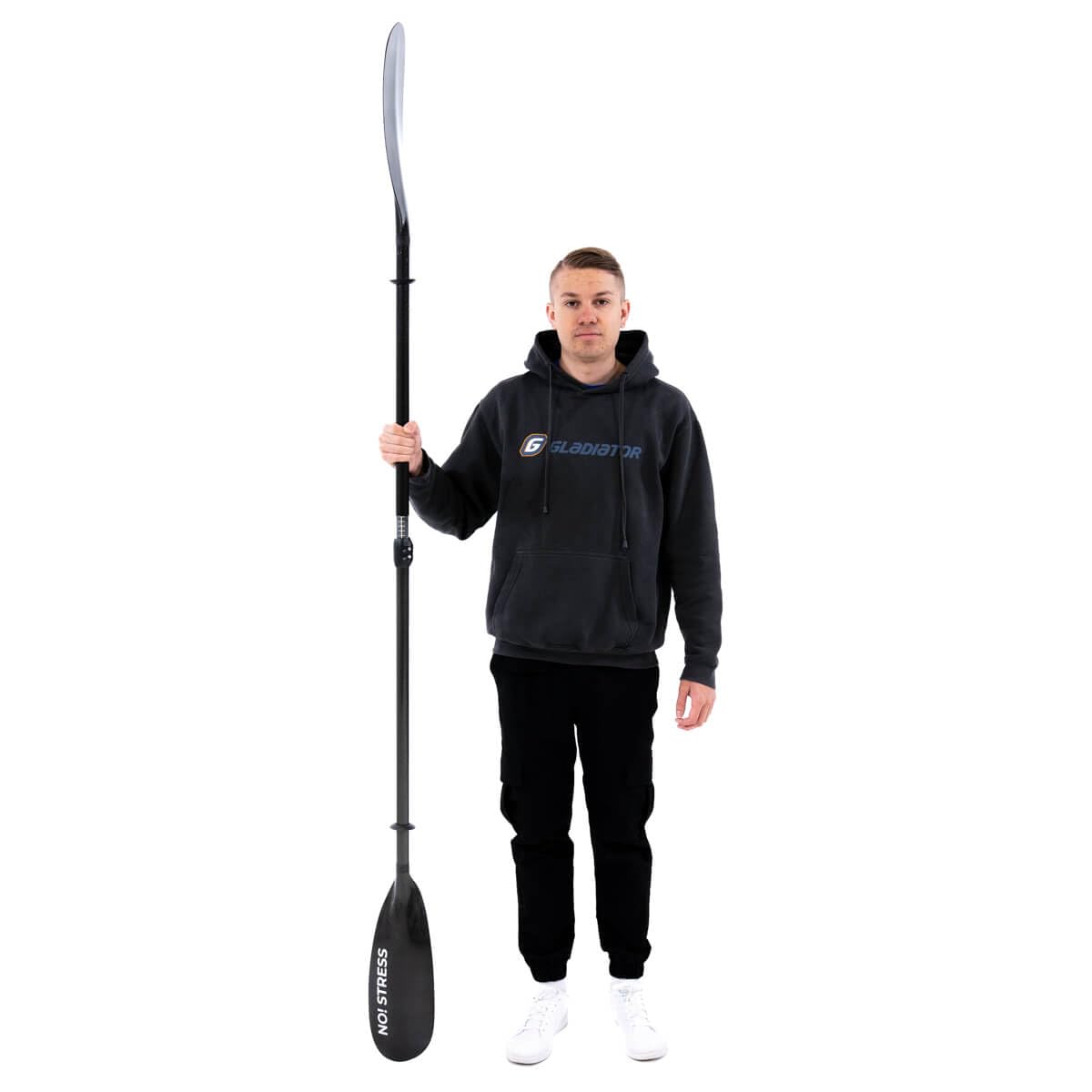3s-sup No Stress Fiberglas Hybrid Kajakpaddel 4-teilig I Leichtes, schwimmfähiges Paddel I Verstellbare Länge 210-220 cm I Klickverschluss, Doppelklemme I Perfekt für Anfänger & Fortgeschrittene