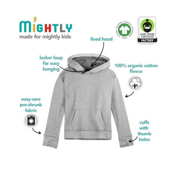 Mightly Fleece Pullover Hoodie | Boys & Girls’ Organic Cotton Sweatshirts w/Pockets, Fair Trade Certified for Toddler&Kids - Image 4