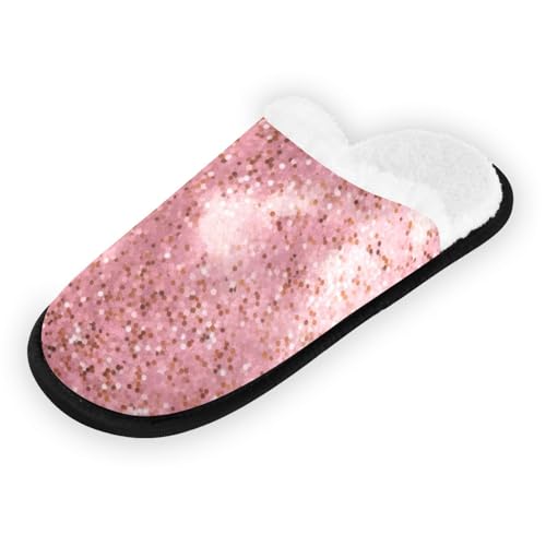 Cartoon Pink Sequins Slippers For Women Men Soft Memory Foam Non-Slip Beautiful Winter Indoor House Shoes Travel Slipper2