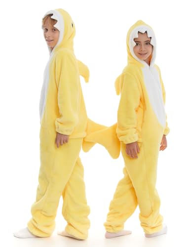 Shark Onesie Toddler Kids, Shark Blanket Hoodie Pajamas Costume Boys Girls, Baby Shark Pjs Halloween Cosplay Child, Yellow 4T
