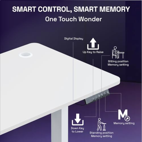 Image of Wakefit Study Table | 5 Yr Warranty | Standing desk, Computer Table for Home Pc, Electric Height adjustable, Digital Display & 4 Memory Presets, Free Installation, Modern Ergonomic Wobble-Free- L160Cm