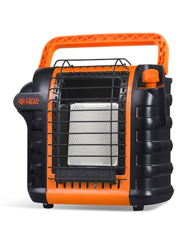 Commercial Heat 9000 BTU Portable Propane Heater for Outdoor Use, Patio Heater for Up To 300 Sq. Ft., 2 Heat Settings, Swivel Regulator Connects to 1 lb. Propane Tank, CHP9000O, Orange