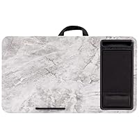 LAPGEAR Scrivania Regolabile Per Laptop 15,6'' Con Poggiapolsi Memory Foam, Tappetino Mouse, Slot Telefono, Nero