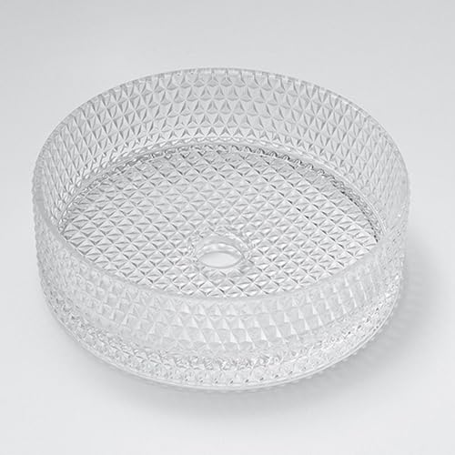 ZYCDP Lavabo De Cristal Para Baño Lavabo Vidrio 395X395 X 122mm Sin Orificio para Grifo Transparente