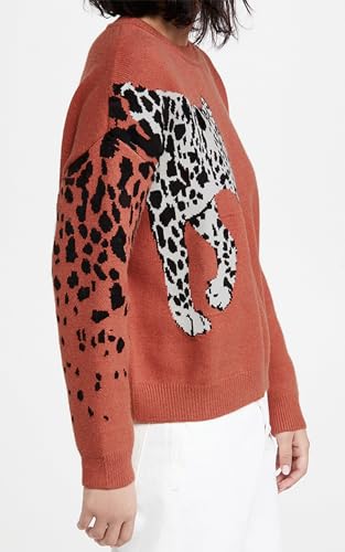 Image of Angashion Women's Sweaters Casual Floral Printed Patchwork Long Sleeves Knitted Pullover Cropped Sweater Tops