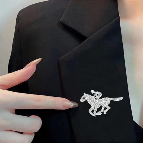 Image of Dreuyet Horse Brooch Pin Horse Racing Suit Lapel Pin for Women Men Rhinestone Antique Gold Horse Animal Brooch Clothing Outfits Accessory Jewelry