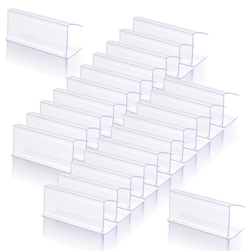 DOPENSPI 100 Pcs Plastic Shelf Label Holder, 2.4 x 1 Inch Clear Plastic Price Tag Shelf Clips for Wood Shelving, Clips On to Shelves 1