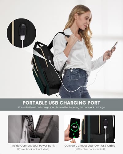 Image of LOVEVOOK Laptop Backpack Purse for Women, 15.6 inch Laptop Bag for Travel with USB Port, Water Resistant Lightweight Daypacks for College Work Business, Nurse Teacher Computer Backpacks