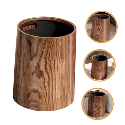 Caneca rectangular para basura con diseño madera rústica miniatura 7