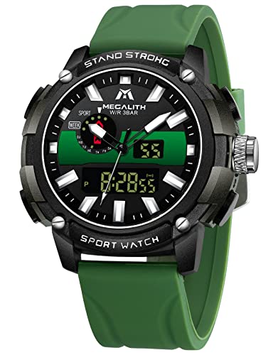 Megalith Relojes Hombre Digitales Impermeable Cronógrafo Deportivo Relojes De Pulsera para Hombres Grandes LED Reloj de Pulsera Analogico Digital con Despertador Cronómetro Calendario Cover
