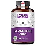 L-Carnitine 3000-180 High-Strength Capsules - L-Carnitine Tartrate 3000mg per Daily Dose - Energy & Metabolism Support - Vegan, Natural & Laboratory Tested - Raibu