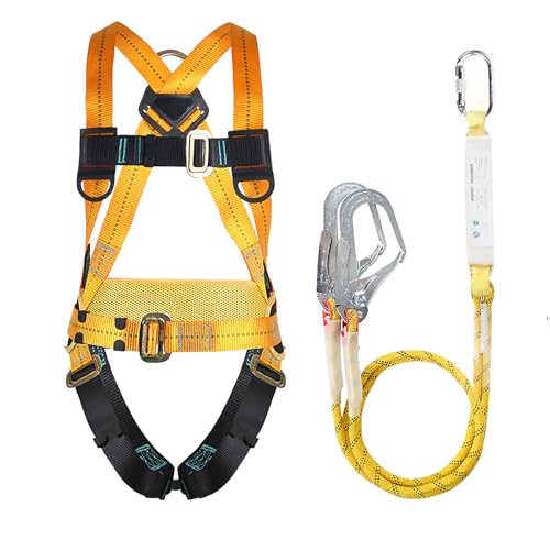 Arnés de Seguridad Anticaidas,5 Puntos Kits de Arnés de Seguridad Arnés Escalada, Ergonómico Ajustable Cuerpo Completo Protección Contra Caídas Arnés para Escalar, Trabajar en Altura EN361 EN358