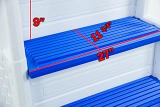 Aqua Select Everest in Pool Steps | White with Blue Steps | for Above Ground Swimming Pools | Mount to Decks 48 to 54 Inches | Safety Stairs Capacity Up to 350 Pounds