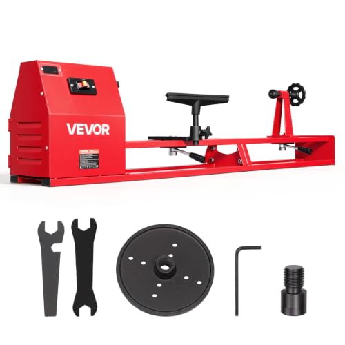 Image of VEVOR Wood Lathe 1 /2 HP 14 inch x 40 inch Benchtop Wood Lathe Machine 4 Speeds, 930 /1500 /2050 /2500 RPM, with Tool Rest, Wrenches, Faceplate, Heavy Duty, for Beginner Professional Woodworking, Woodturning