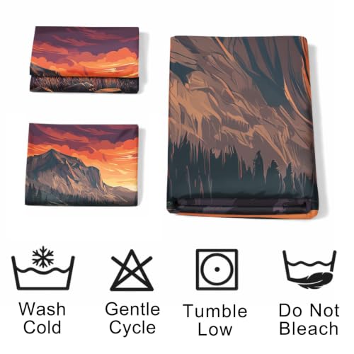 Housse de couette 200 x 220 cm coucher de soleil en microfibre orange