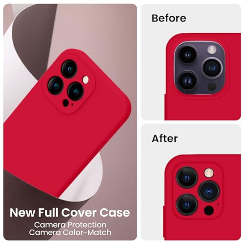 Image of FireNova Designed for iPhone 14 Pro Case, Silicone Upgraded [Camera Protection] Phone Case, Soft Anti-Scratch Microfiber Lining Inside, 6.1 inch, Deep Red