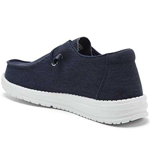Women Slip On Loafers Canvas Comfortable & Light-Weight Arch Support Walking Sneakers Ladies Lace Up Casual Stretch Outdoor Driving Boat Shoes Navy Us 9 #TOP5