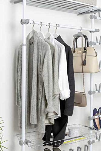 WENKO Barre télescopique Mod. Herkules 165-300 cm 2er Set | Tige Extensible pour Dressing et Rangement | Système Anti-dérapant | Métal et Plastique | Ø 7,5 cm | Blanc et Gris