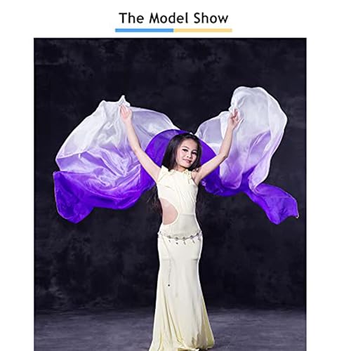 Image of Aumulen 8mm Girls Hand-Made Belly Dance Silk Scarf Veils Gradual Colors