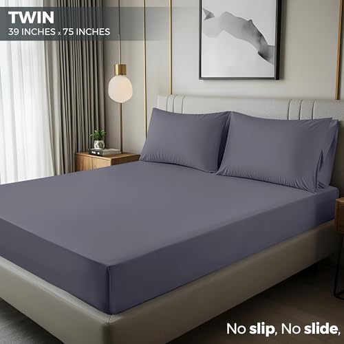 Image of Utopia Bedding Twin Fitted Sheets - Bulk Pack of 2 Bottom Sheets - Soft Brushed Microfiber - Deep Pockets - Shrinkage & Fade Resistant - Easy Care (Twin, Grey)
