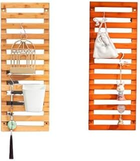 MySouqEg | Store 30 * 60 Cm - Anticorrosive wood grid wall flower stand balcony wall hanging green dill plant stand solid wood wall flowe - Without Painting (2 Pcs)