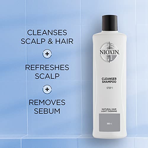 Nioxin System 1 Scalp Cleansing Shampoo With Peppermint Oil, Treats Dry And Sensitive Scalp, Dandruff Relief And Anti-Hair Breakage, For Natural Hair With Light Thinning, 16.9 Fl Oz #TOP1