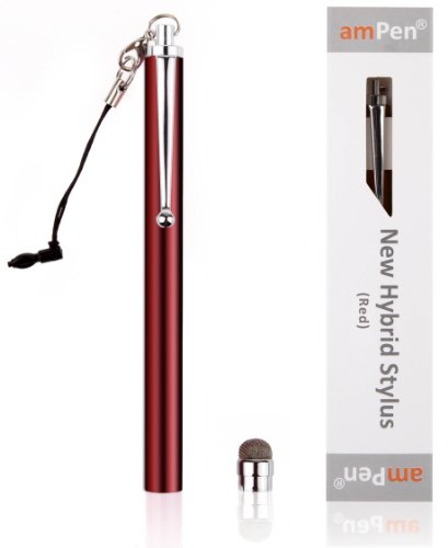 amPen Hybrid Stylus Pen - Interchangeable Hybrid Tip Touchscreen Stylus (Red)