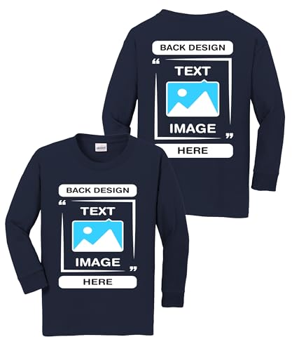 Gildan Custom Youth Long Sleeve T-Shirts - Personalized Crewneck Tee for Kids, Boys - Add Your Image, Text & Photo