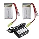 ZYGY 2pcs 7.4V 850mah Lithium Batterie & 2in1 Ladegerät für 9300 9301E 9302E 9303E 9034E 9305E 9310 9201E 2.4G 1:18 Anteil Fernbedienung Allradantrieb Hochgeschwindigkeits-Offroad RC Auto