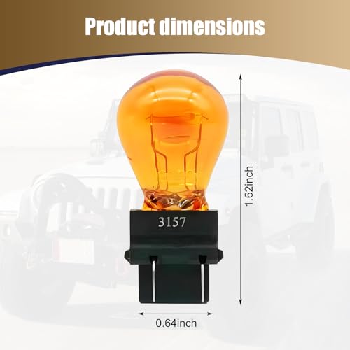Jewkot Pack-10 Car 3157 12V 21/5W Brake Light Bulb, Stable Filament High Brightness Halogen Lamp, Mini Anti-UV Quartz Glass Taillight, Universal for Most Cars Lighting Bulb Replacement (Amber) - Thumbnail 2