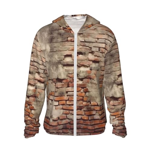 Chemise de soleil homme UPF 50+ avec capuche style brique ancienne