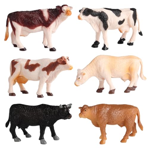 AENIMELY Mini Ensemble de Figurines de Vache - Figurines d'animaux de Ferme de bovins laitiers en Plastique Solide et réaliste - Jouets éducatifs,...