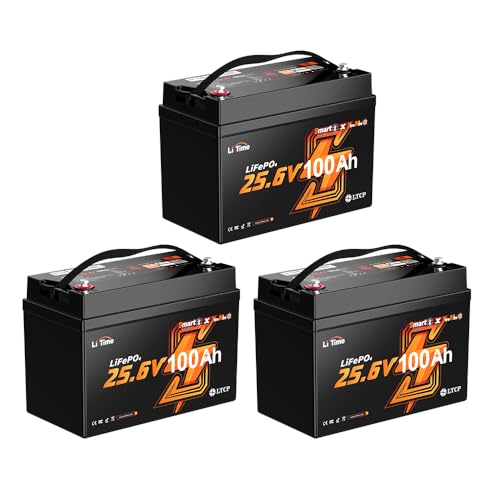Image of LiTime 3 Pack 24V 100Ah Group 31 Bluetooth Lithium Battery for Trolling Motors - Mini Size, 6000+ Deep Cycles, Low-temp Cutoff Protection