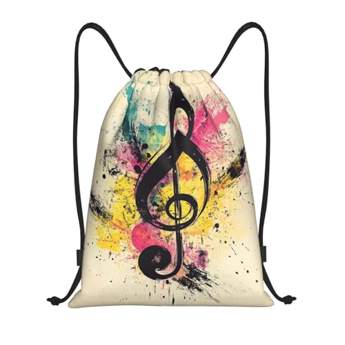 Drawstring Backpack Sports Gym Bags Draw String Bag for Women Men Music Symbols Drawstring Bags Sackpack