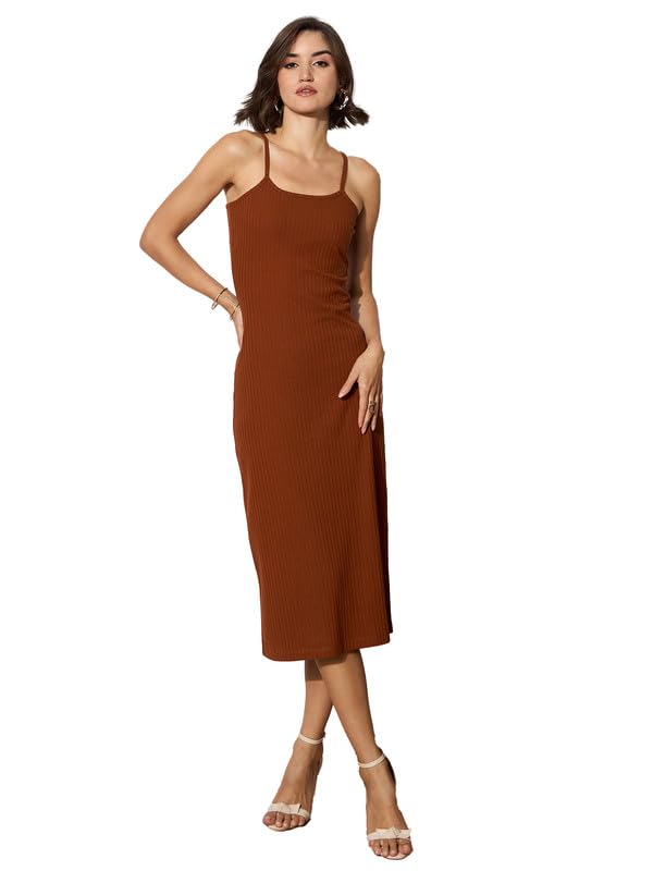 Image of barcino Black Rib Strappy Slip-on Dress