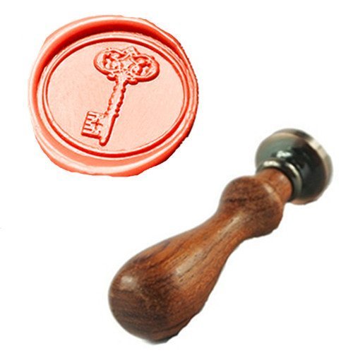 MDLG Vintage Retro Key Wax Seal Stamp Rosewood Handle Set Xmas Invitations Package Sealing Stamp Vintage Key Wax Seal Stamp Set