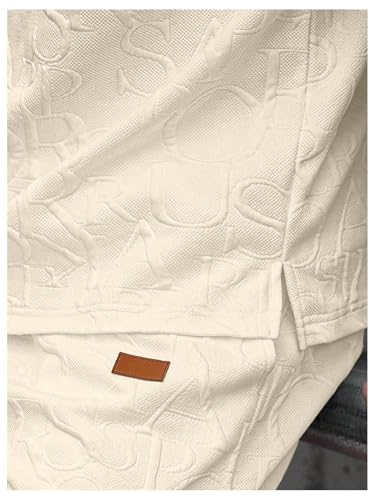 SHENHE Men's Textured T Shirt Crew Neck Short Sleeve Letter Embossed Casual Summer Tee Top4