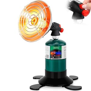 Portable Propane Heater for Camping, Outdoor Space Tent Heater, Cordless Patio Heaters with Self Igniter, Control Valve, Foldable Gas Tank Holder, Ideal Garage Hiking Ice Fishing Hunting Buddy