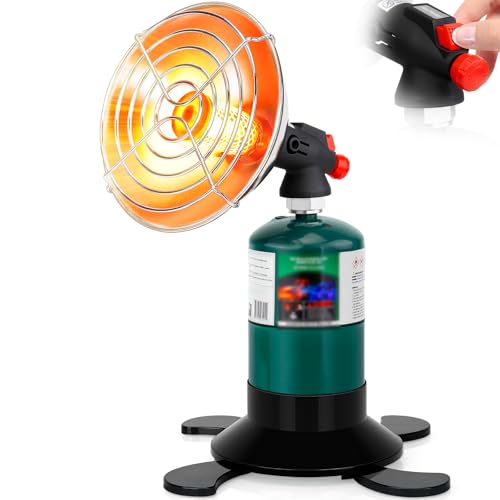 Portable Propane Heater for Camping, Outdoor Space Tent Heater, Cordless Patio Heaters with Self Igniter, Control Valve, Foldable Gas Tank Holder, Ideal Garage Hiking Ice Fishing Hunting Buddy