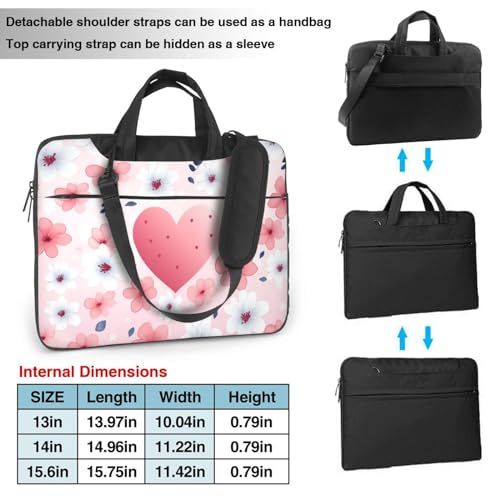 Bolso Maletín para Laptop Flores y Corazones Rosa miniatura 2
