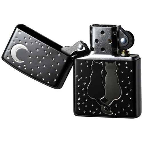 Encendedor Zippo Bronce Negro con Diseño Gatos miniatura 2