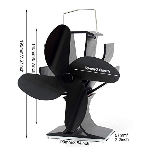 Signstek Heat Powered Wood Stove Fan For Wood/Log Burner/Fireplace/Heater, Non Electric, Quiet, Eco Friendly Black Stove Fans, Circulating Warm Air Saving Fuel, 4 Blades Upgrade Design #TOP4