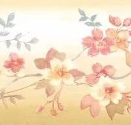 CONCORD WALLCOVERINGS ™ Wallpaper Border Floral Pattern Flowers Leaves for Living Room Bedroom Bathroom, Yellow Pink Green Blue Cream, 15 ft by 4 in