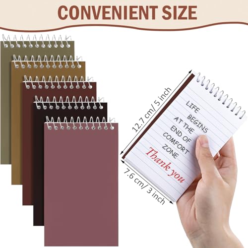 Image of Teling 50 Pieces Spiral Memo Pads Bulk 3 x 5 Inch Small Note Pads Top Bound Lined College Ruled Paper Mini Notepad Pocket Spiral Notebooks for School Office Home Supplies, 75 Sheets (Retro Colors)