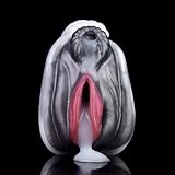 6.29' Animal Horse Shaped Male Masterburters with Dual Channel, Pocket Pussy Sucking Sex Penis Training Toy Soft Liquid Silicone Male Masturbater Cup Masturbation Toy for Gay Men (White Black)