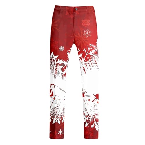 Men Suits 2 Piece Set Classic Fit Christmas Print Slim Fit One Button Dress Suits Business Jacket Blazer Tuxedo Set4