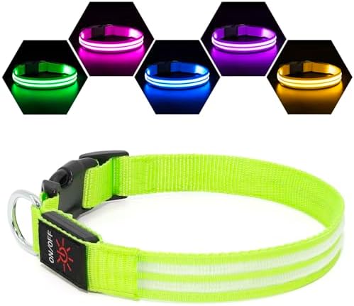 Weesiber Leuchthalsband Hund - Hundehalsband Leuchtend Aufladbar, LED Halsband für Hunde, Wasserdicht Verstellbar leuchtband Hund mit 3 Lichtmodi für Kleine Mittlere Große Hunde (G