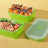 OITUGG Collapsible Food Containers set of 3 pcs - 1200ml Collapsible Lunch Box - Silicone Fresh Fold Food Containers with Lids, Designed 4 Snap-on Buckles, BPA Free, Easy Clean, Microwaveable, Green - Image 6