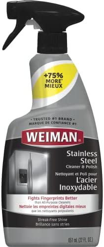 Weiman Stainless Steel Cleaner and Polish Spray - Streak-Free Shine for Kitchen Appliances, No More Fingerprints - 22 fl oz